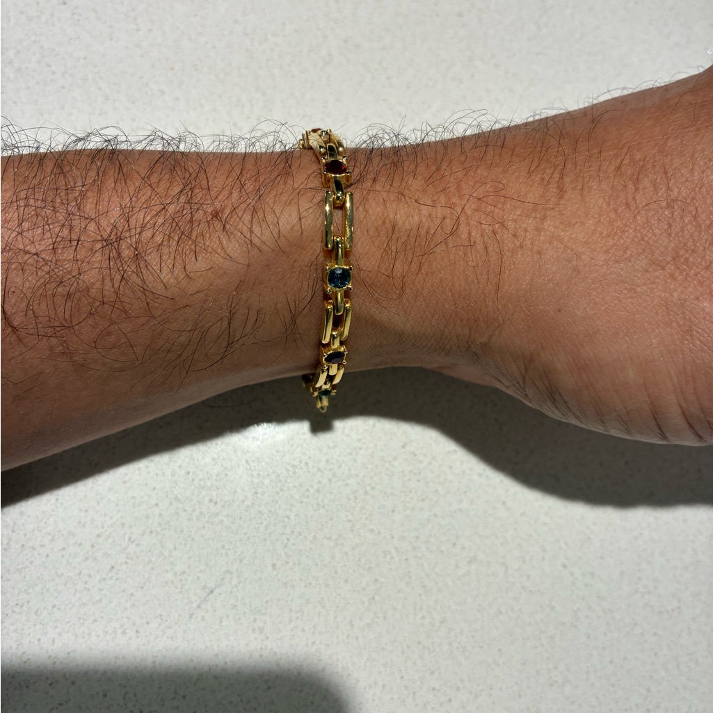 Gold Color Bracelet With Blue Accents